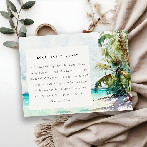 Tropical Beach Palm Trees Books For Baby Shower Enclosure Card