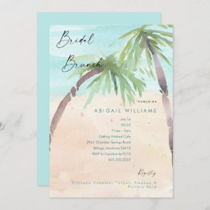 Tropical Beach Palm Trees Bridal Brunch Invitation