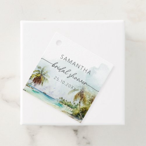 Tropical Beach Palm Trees Bridal Shower Favor Tags