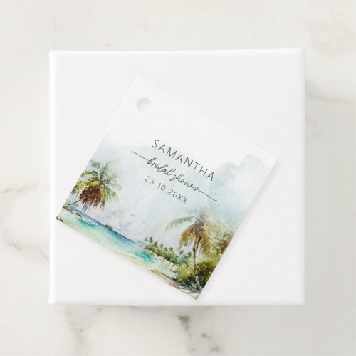 Tropical Beach Palm Trees Bridal Shower Favor Tags