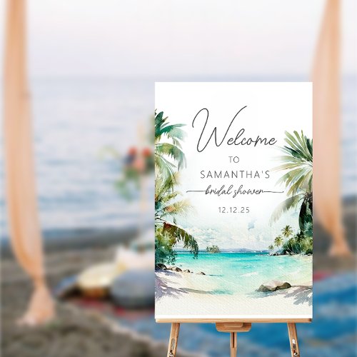 Tropical Beach Palm Trees Bridal Shower Welcome  Foam Board