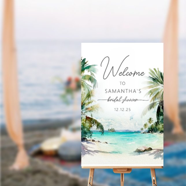 Tropical Beach Palm Trees Bridal Shower Welcome  Foam Board (Creator Uploaded)