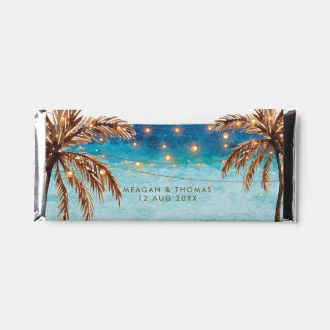 Tropical beach palm trees chocolate hershey bar favors (Front)