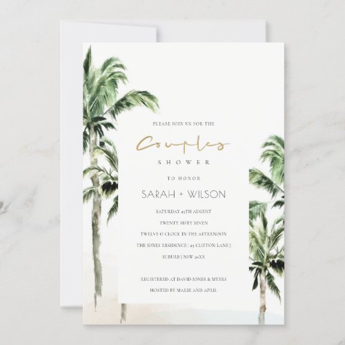 Tropical Beach Palm Trees Couples Shower Invite