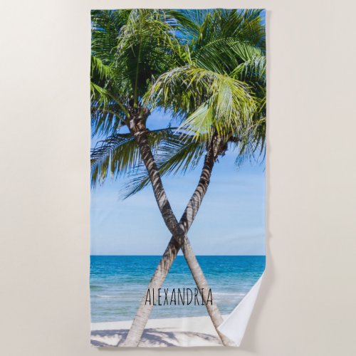 Tropical Beach Palm Trees DIY Personalized Photo Beach Towel