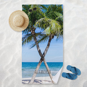 Tropical Beach Palm Trees DIY Personalized Photo Towel