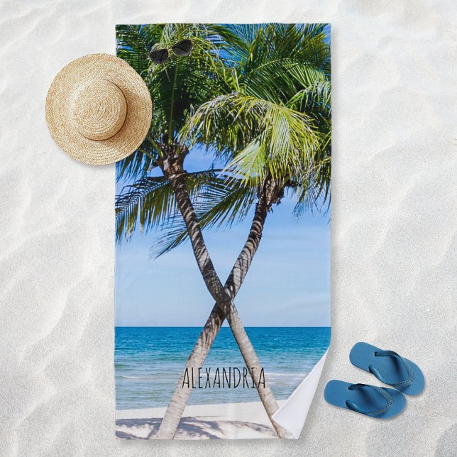 Tropical Beach Palm Trees DIY Personalized Photo Towel (Tropical Beach Palm Trees DIY Personalized Photo Beach Towel)