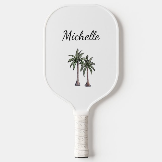 Tropical Beach Palm Trees Elegant Personalized  Pickleball Paddle (Front)