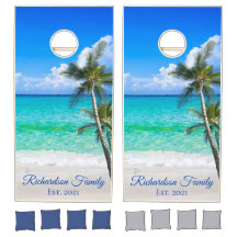 Tropical Beach Palm Trees Family Name Personalized