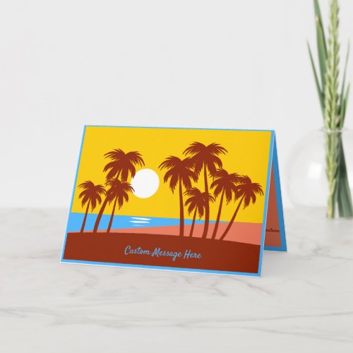 Tropical Beach Palm Trees Illustration Card