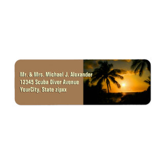 Tropical Beach Palm Trees Label