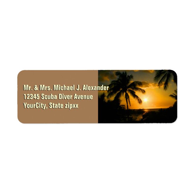 Tropical Beach Palm Trees Label (Front)