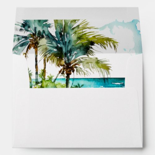 tropical beach palm trees lined envelopes