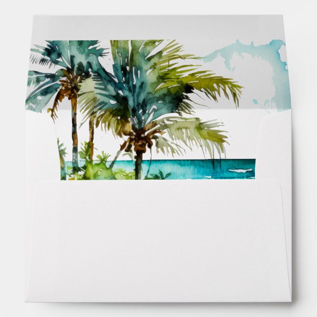 tropical beach palm trees lined envelopes (Back (Bottom))