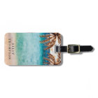 tropical beach palm trees luggage tag label