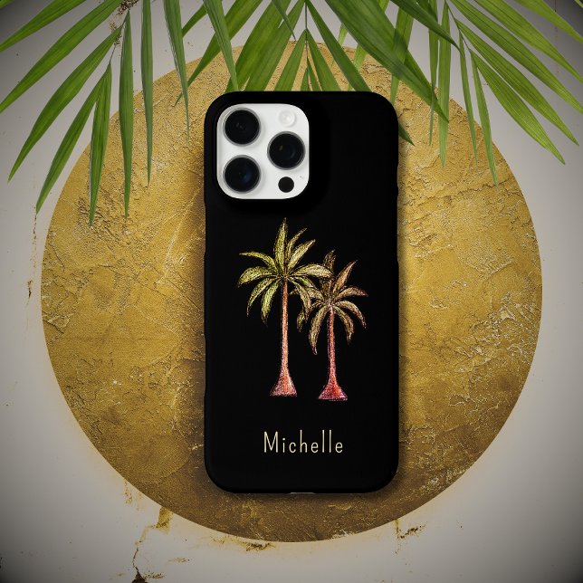 Tropical Beach Palm Trees Navy Blue Simple Case-Mate iPhone Case (Creator Uploaded)
