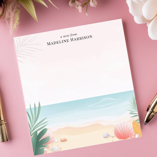 Tropical Beach Palm Trees Ocean Personalized Name Notepad (Creator Uploaded)