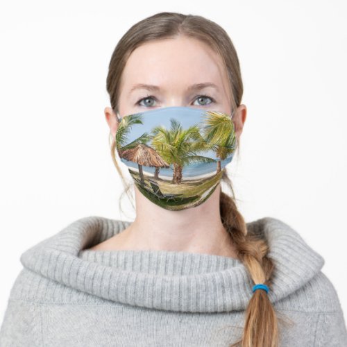 Tropical Beach Palm Trees Ocean Sand Adult Cloth Face Mask