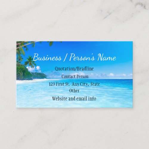 Tropical Beach Palm Trees Ocean Sea Custom Busines Business Card