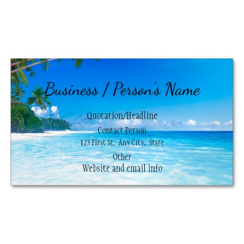 Tropical Beach Palm Trees Ocean Sea Custom Busines Business Card Magnet