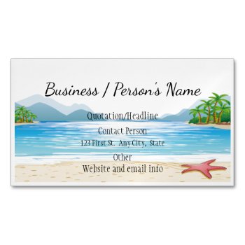 Tropical Beach Palm Trees Ocean Sea Custom Busines Business Card Magnet by countrymousestudio at Zazzle