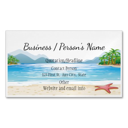 Tropical Beach Palm Trees Ocean Sea Custom Busines Business Card Magne