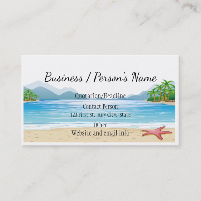 Tropical Beach Palm Trees Ocean Sea Custom Business Card (Front)