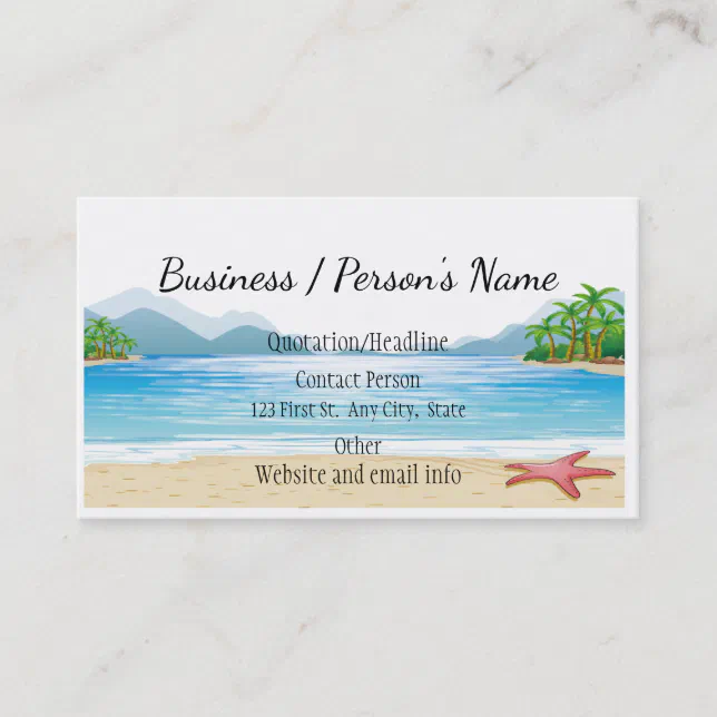 Tropical Beach Palm Trees Ocean Sea Custom Business Card | Zazzle