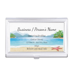 Tropical Beach Palm Trees Ocean Sea Custom Business Card Case