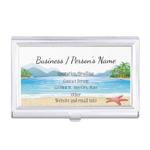 Tropical Beach Palm Trees Ocean Sea Custom  Business Card Case