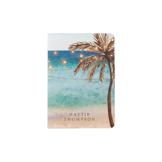 Tropical beach palm trees passport holder (Front)