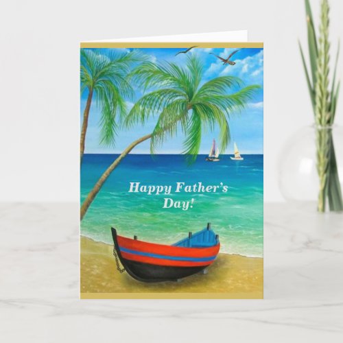 Tropical Beach Palm Trees Perfect Fatherâs Day Card