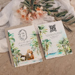 Tropical Beach Palm Trees | Photo Save the Date<br><div class="desc">This minimal photo save the date card features "save the date" in a beautiful free-spirited script that can be changed to any color. Your photo is framed by beautiful palm trees and soft beach background. Add your QR code and other important information to the reverse side. These professionally designed cards...</div>