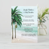 Tropical Beach Palm Trees Post Wedding Party Invitation (Standing Front)