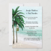 Tropical Beach Palm Trees Post Wedding Party Invitation (Front)