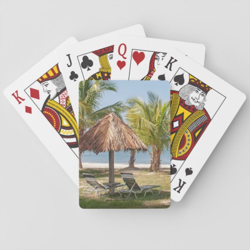 Tropical Beach Palm Trees Sand Blue Sea Calm Playing Cards