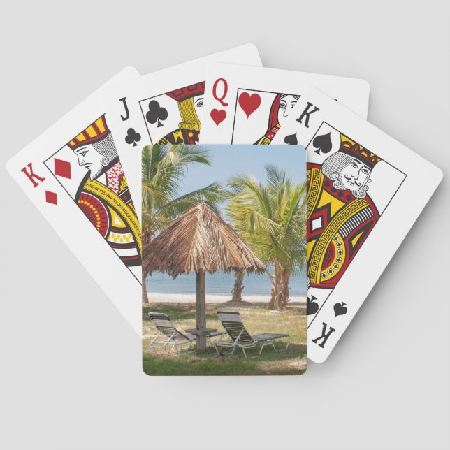 Tropical Beach Palm Trees Sand Blue Sea Calm Poker Cards (Back)