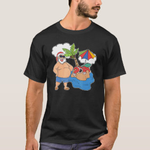 Tropical Beach Palm Trees Santa Christmas In July T-Shirt