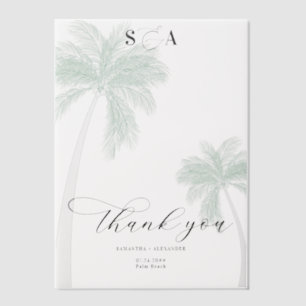 Tropical Beach Palm Trees Simple Script Thank You Vellum Invitations