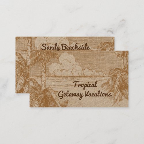 Tropical Beach Palm Trees Vintage Art Custom Calling Card