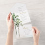 Tropical Beach Palm Trees Watercolor Wedding All In One Invitation