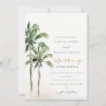 Tropical Beach Palm Trees Watercolor Wedding Invitation | Zazzle