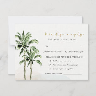 Tropical Beach Palm Trees Watercolor Wedding Rsvp