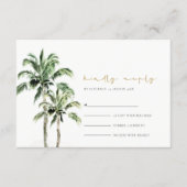 Tropical Beach Palm Trees Watercolor Wedding Rsvp Enclosure Card (Front)