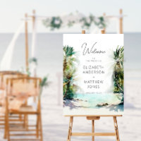 Tropical Beach Palm Trees Welcome Foam Board