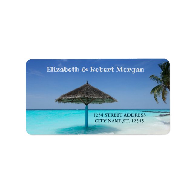 Tropical Beach Palm Umbrella Label (Front)