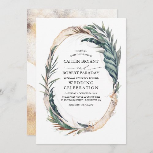 Tropical Beach Palm Wedding Invitation