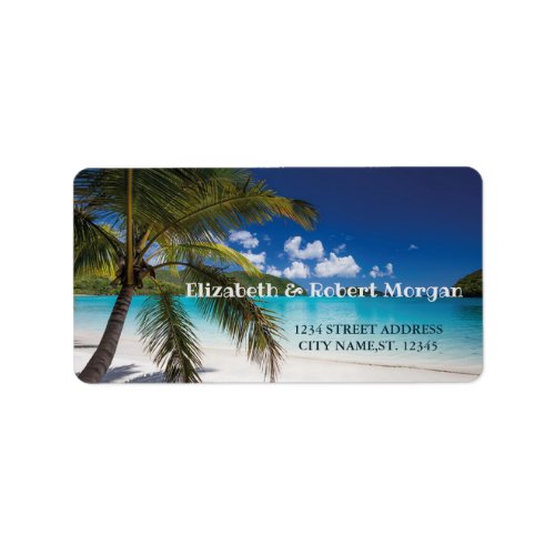 Tropical Beach Palm  Wedding Label