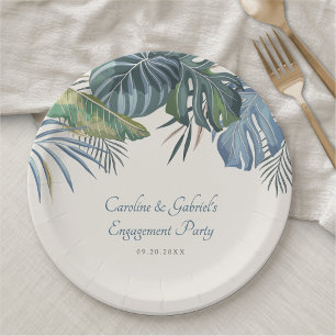 Tropical Beach Palm Wedding Paper Plates