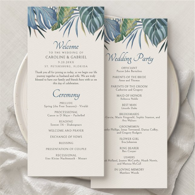 Tropical Beach Palm Wedding Program (Creator Uploaded)